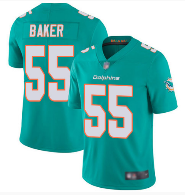 Men's Miami Dolphins #55 Jerome Baker Aqua Color Rush Limited Stitched NFL Jersey
